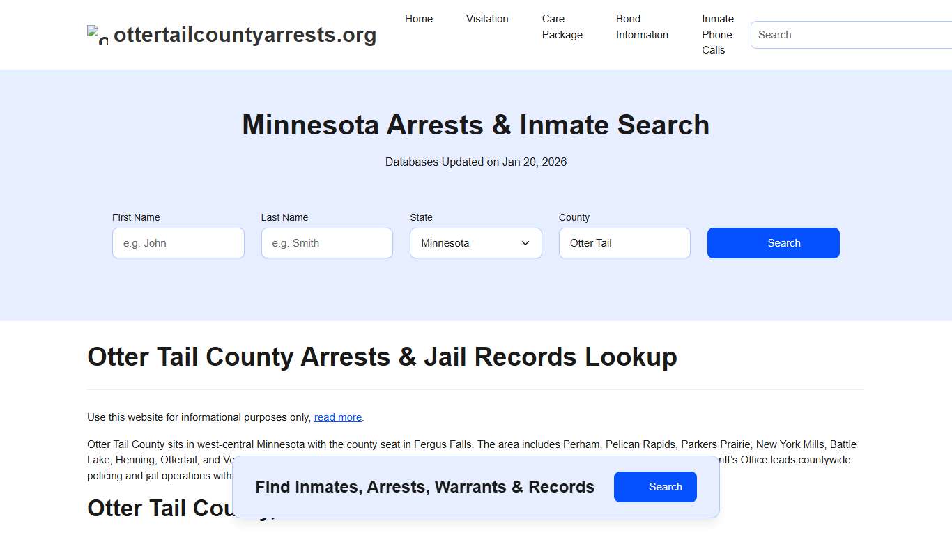 Otter Tail County, MN Arrests, Warrants, Police Records Search